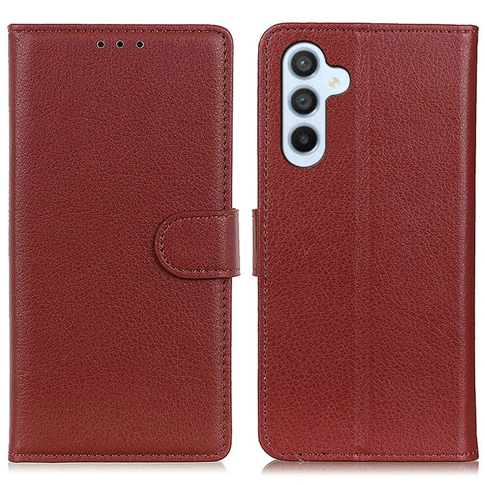 Samsung Galaxy S24 PU Litchi Skin Flip Deksel med Lommebok - Brun