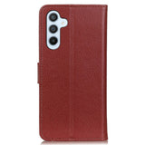 Samsung Galaxy S24 PU Litchi Skin Flip Deksel med Lommebok - Brun