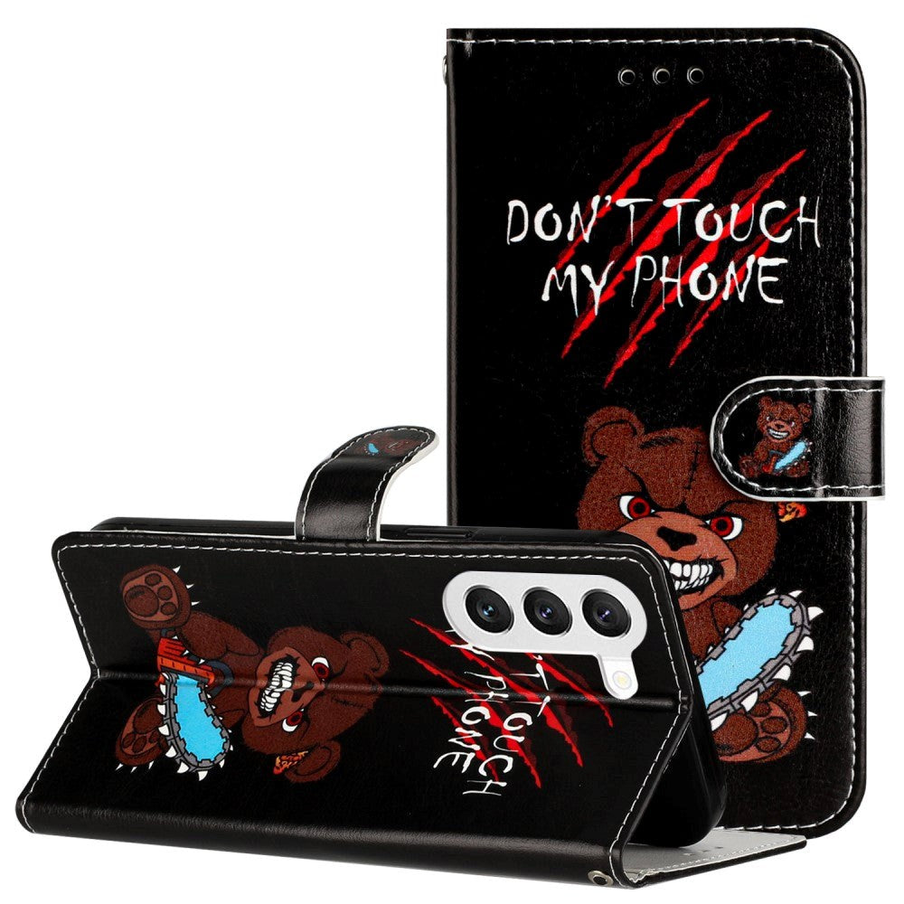 Samsung Galaxy S24 Kunstskinn Flipdeksel m. Lommebok og Stropp - "Don't Touch My Phone"