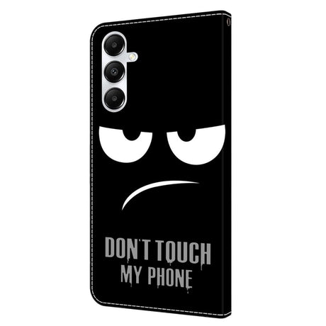 Samsung Galaxy A05s Flip Deksel i Skinn med Lommebok og Trykk - "Don't Touch My Phone"