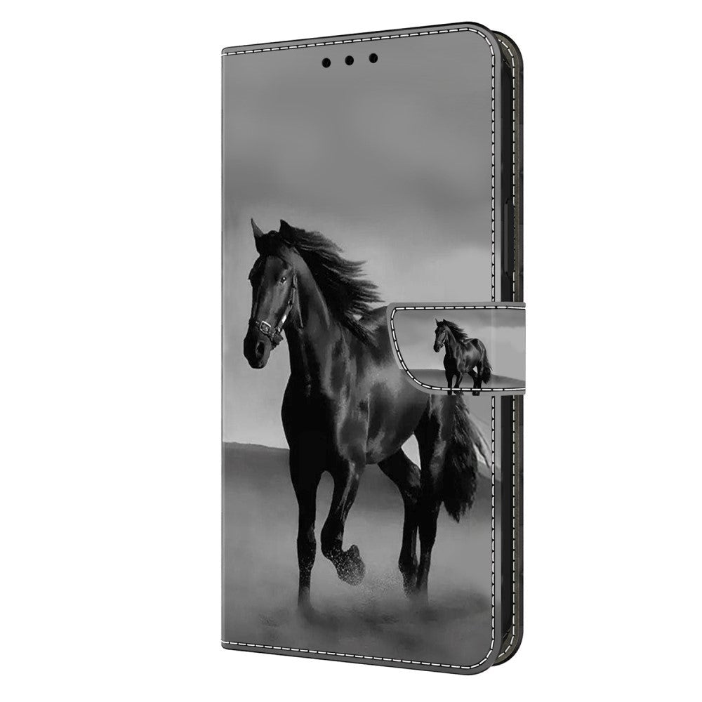 Samsung Galaxy A05s Flip Deksel i Skinn med Lommebok og Trykk - Hest