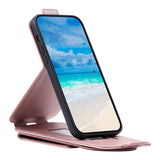 iPhone 15 Vertikalt Kunst Skinn Flip Deksel med Lommebok / Ståfunksjon / Stropp - Rose Gold