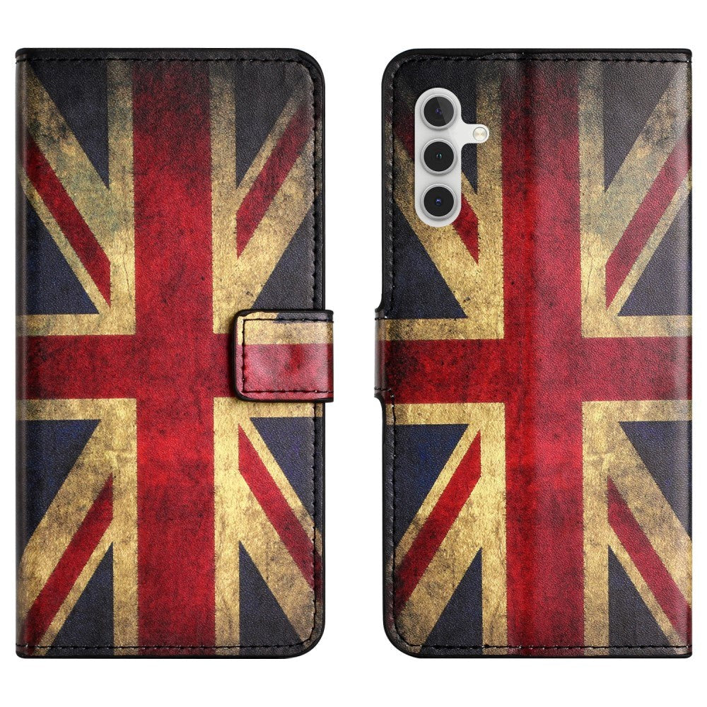 Samsung Galaxy S24 Kunstskinn Deksel med Lommebok og Stativfunksjon - Union Jack