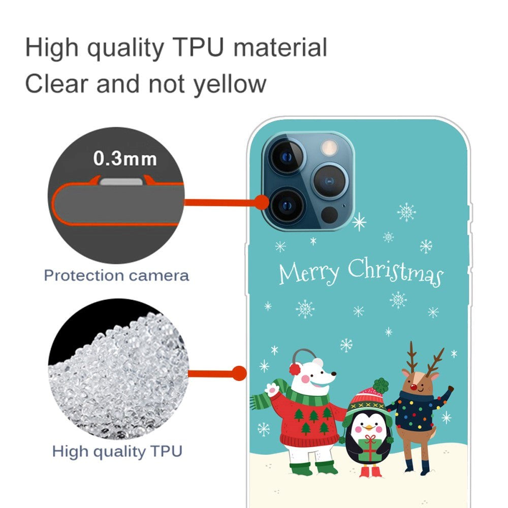 iPhone 15 Pro Fleksibelt Plast Jul Deksel - Merry Christmas - Venner i Snøen