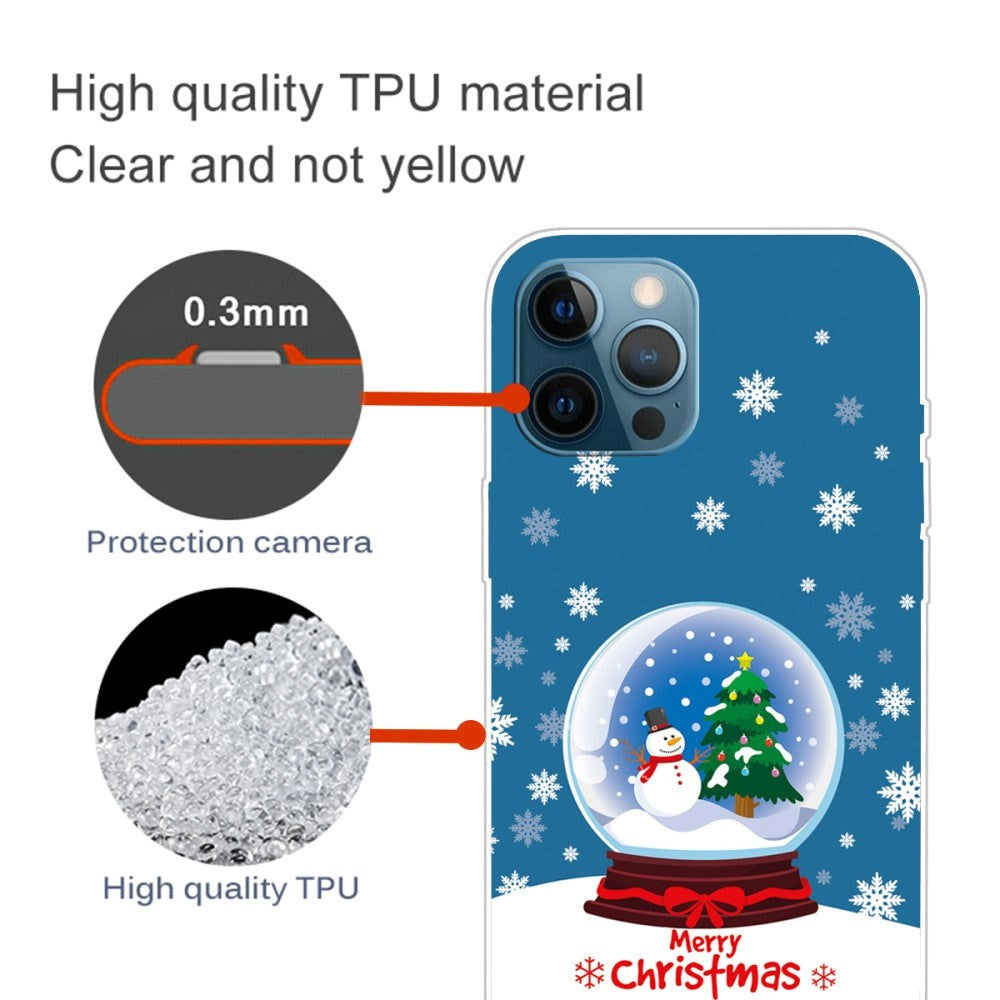 iPhone 15 Pro Fleksibelt Plast Jul Deksel - Merry Christmas - Snøkule