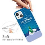 iPhone 15 Fleksibelt Plast Jul Deksel - Merry Christmas - Snømann og Juletre