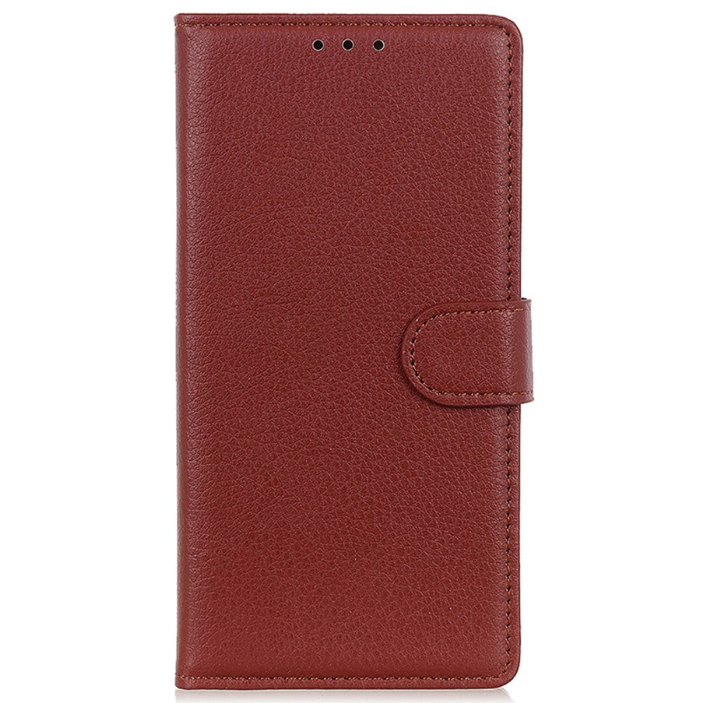 Xiaomi 14 Pro PU Litchi Skin Flip Deksel med Lommebok - Brun