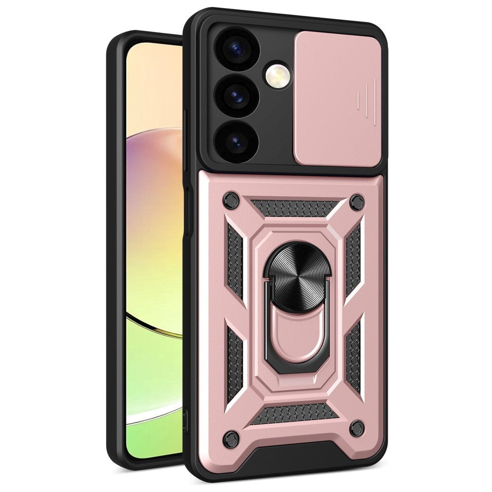 Samsung Galaxy S24 Deksel med Magnetisk Kickstand Og Cam Slider - Rose Gold