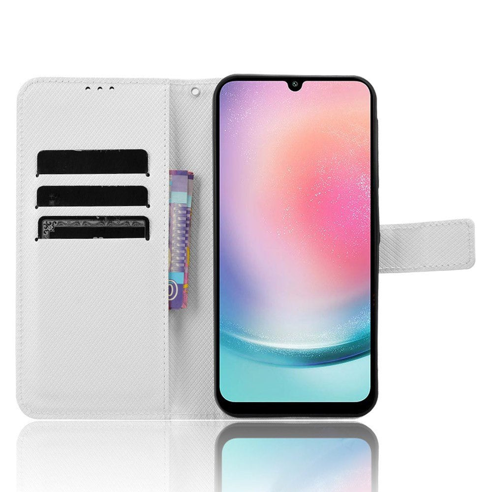 Samsung Galaxy A25 (5G) Kunstskinn Flippdeksel m. Stropp & Tekstur - Hvit