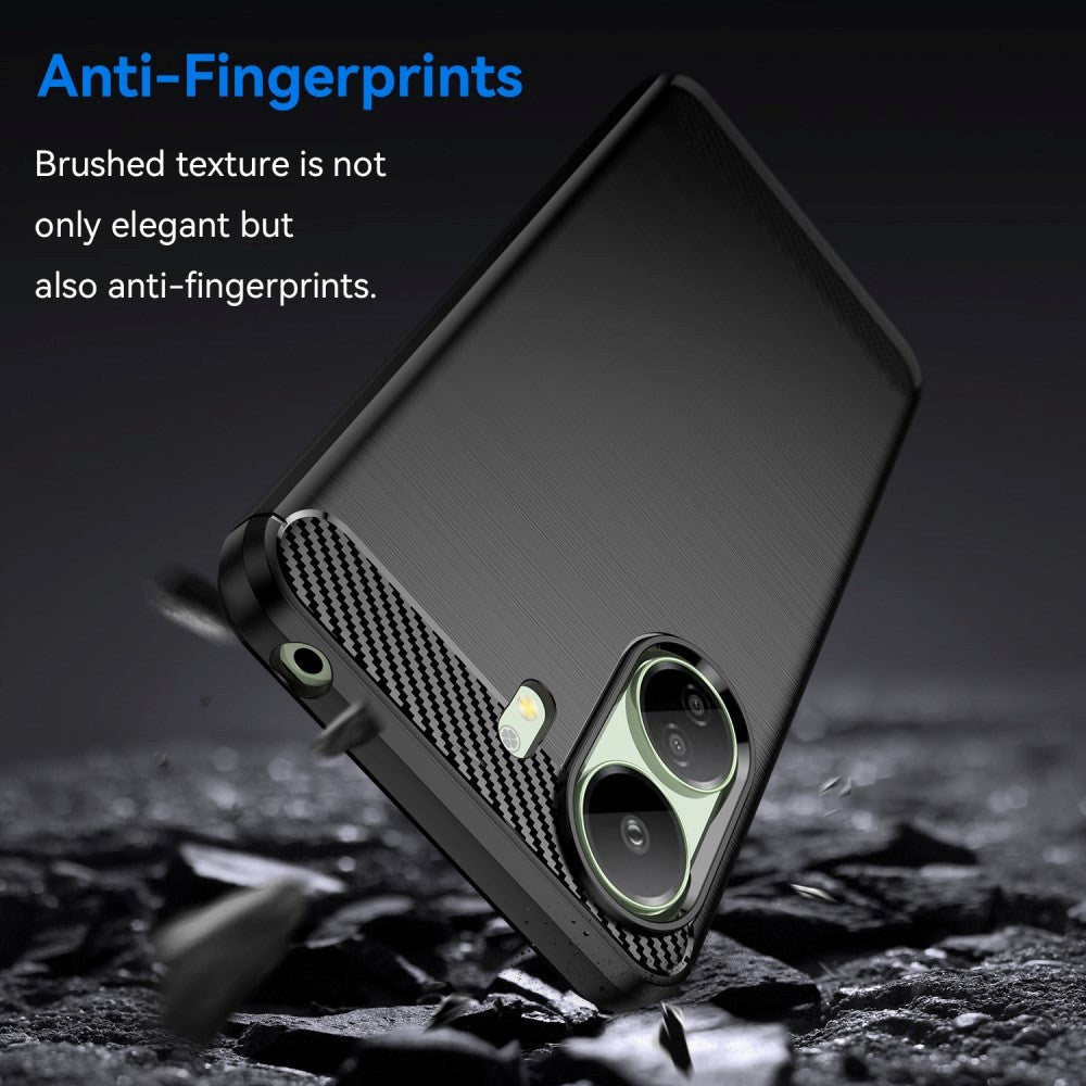 Xiaomi Redmi 13C Brushed Carbon Fiber Fleksibelt Plast Deksel - Svart