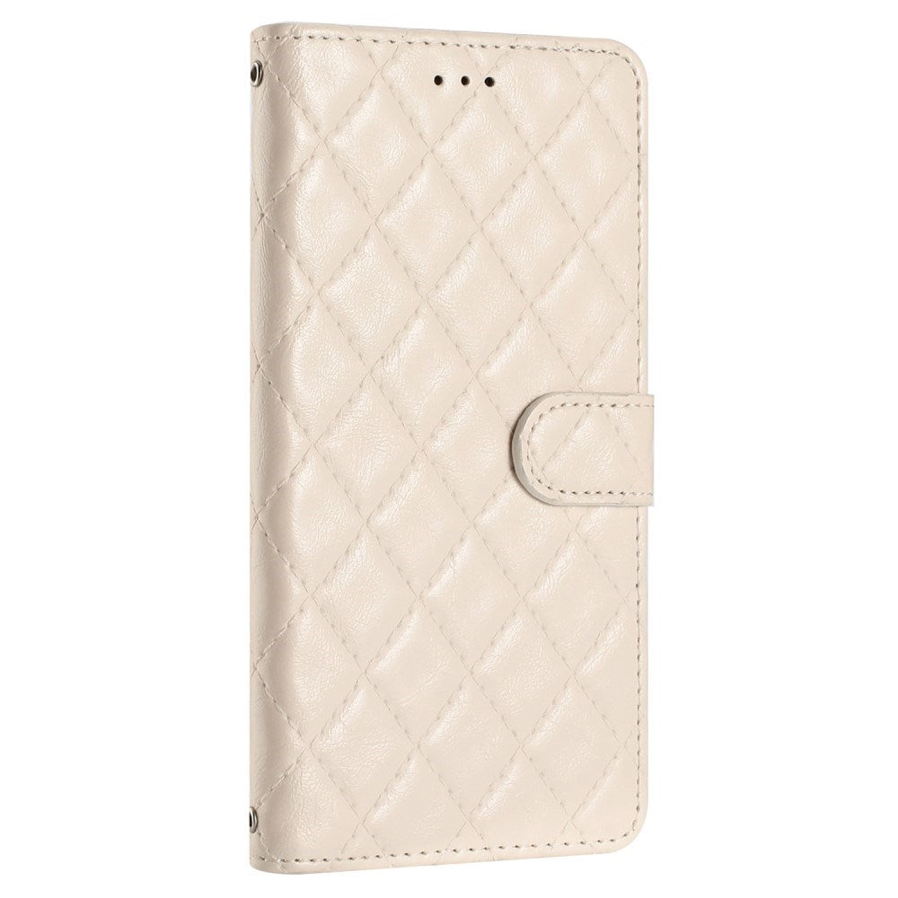 EIDERWOOD Motorola Moto G84 Skinn Flip Deksel m. Lommebok & Stropp - Rhombus - Beige