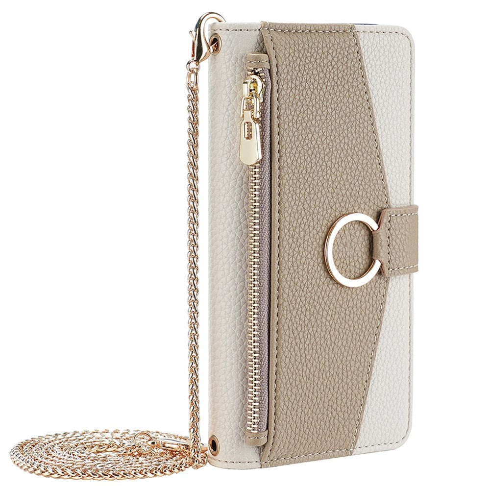 iPhone SE (2022 / 2020) / 8 / 7 Kunstskinn 2-i-1 Flipdeksel med Lommebok og Crossbody Bagfunksjon - Creme