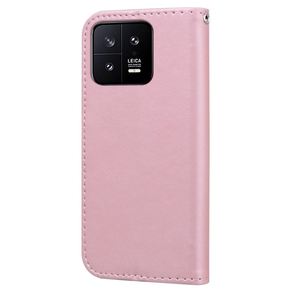 Xiaomi 13 Flip Deksel med Stropp / Ståfunksjon / Kortholder - Rosa (Kanin)