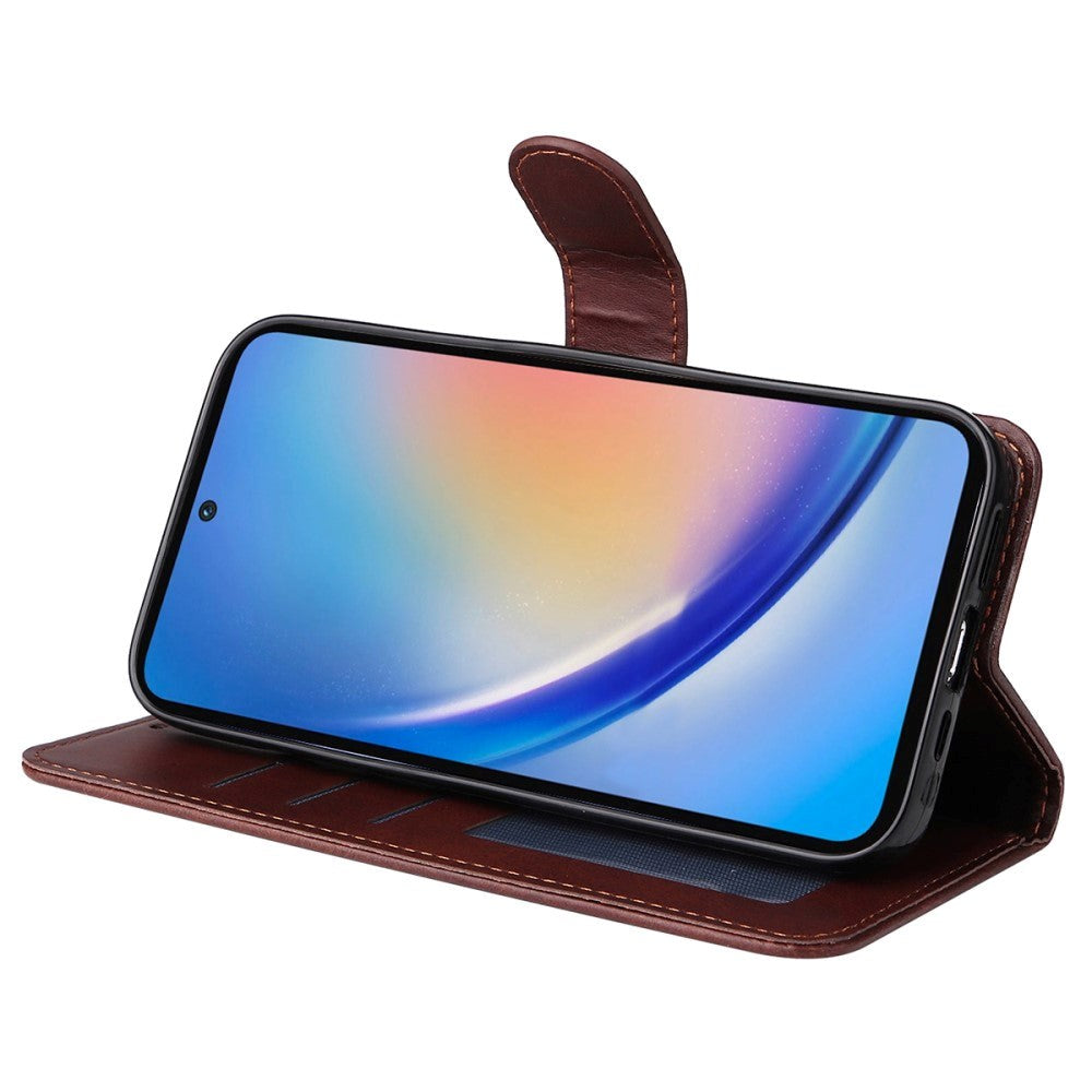 Samsung Galaxy A35 (5G) Kunstskinn Deksel m. Lommebok og Stropp - Brun