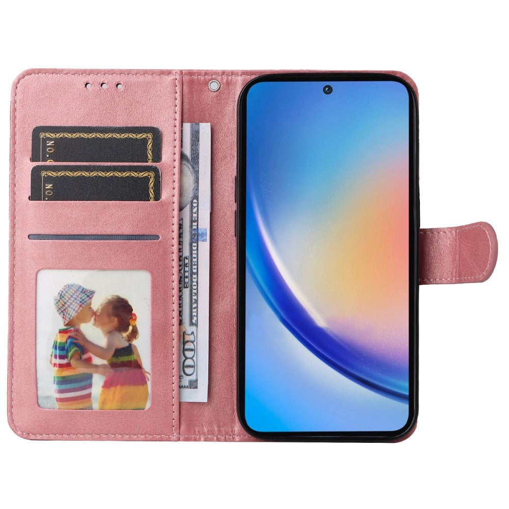 Samsung Galaxy A35 (5G) Kunstskinn Deksel m. Lommebok og Stropp - Pink