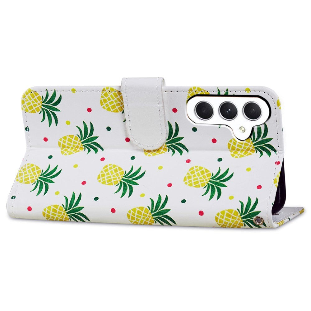 Samsung Galaxy A35 (5G) Kunstskinn Deksel m. Lommebok og Stropp - Ananas