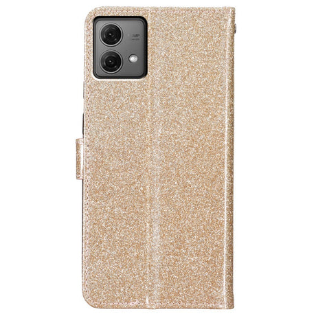 EIDERWOOD Motorola Moto G84 Flip Deksel med Lommebok og Stropp - Glitter - Gull