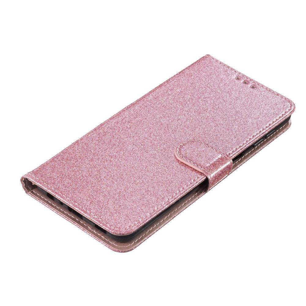 Samsung Galaxy A35 (5G) Flip Deksel med Lommebok og Stropp - Glitter - Rose Gold