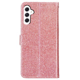 Samsung Galaxy A35 (5G) Flip Deksel med Lommebok og Stropp - Glitter - Rose Gold