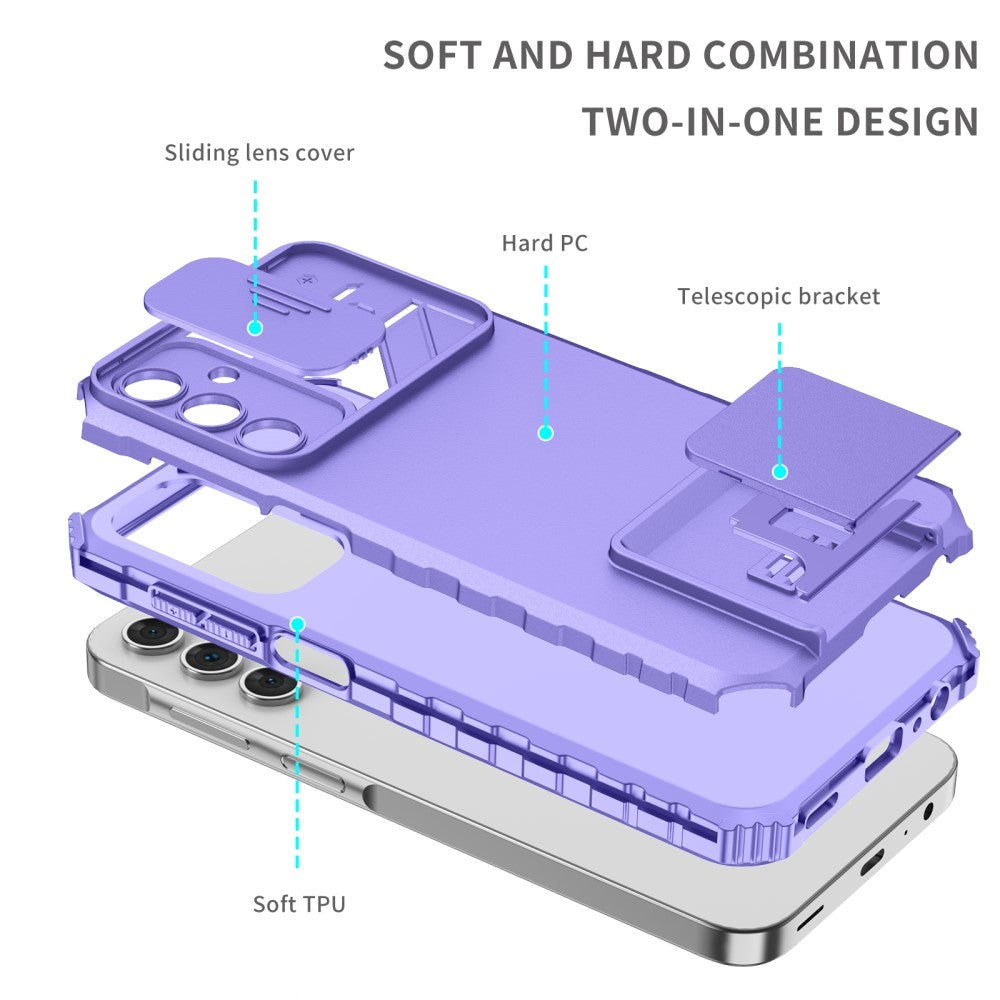 Samsung Galaxy A15 (5G) / A15 Deksel med Kickstand Og Cam Slider - Lilla