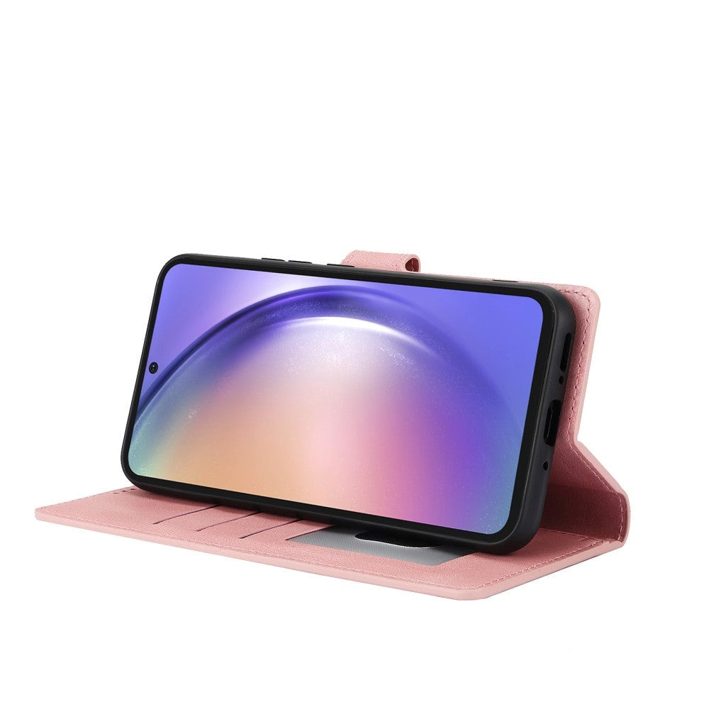 Samsung Galaxy A55 (5G) Kunstskinn Flip Deksel m. Lommebok og Stropp - Pink