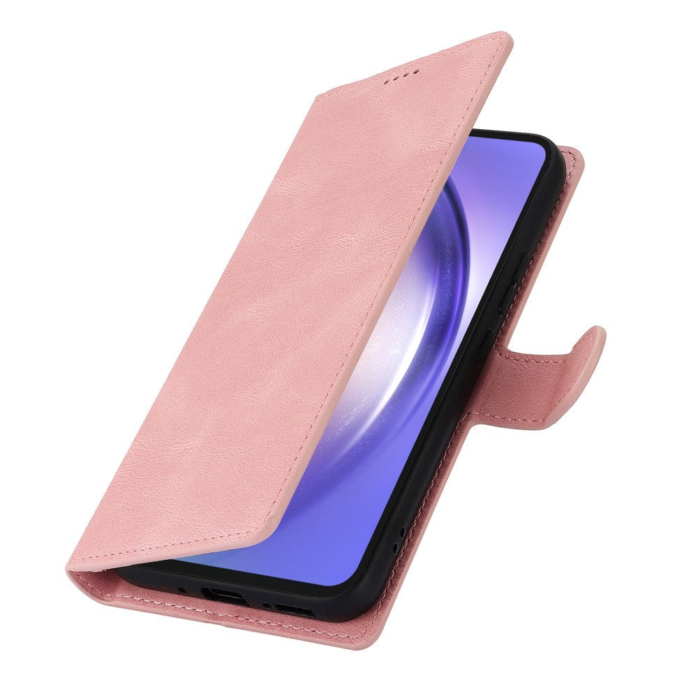 Samsung Galaxy A55 (5G) Kunstskinn Flip Deksel m. Lommebok og Stropp - Pink