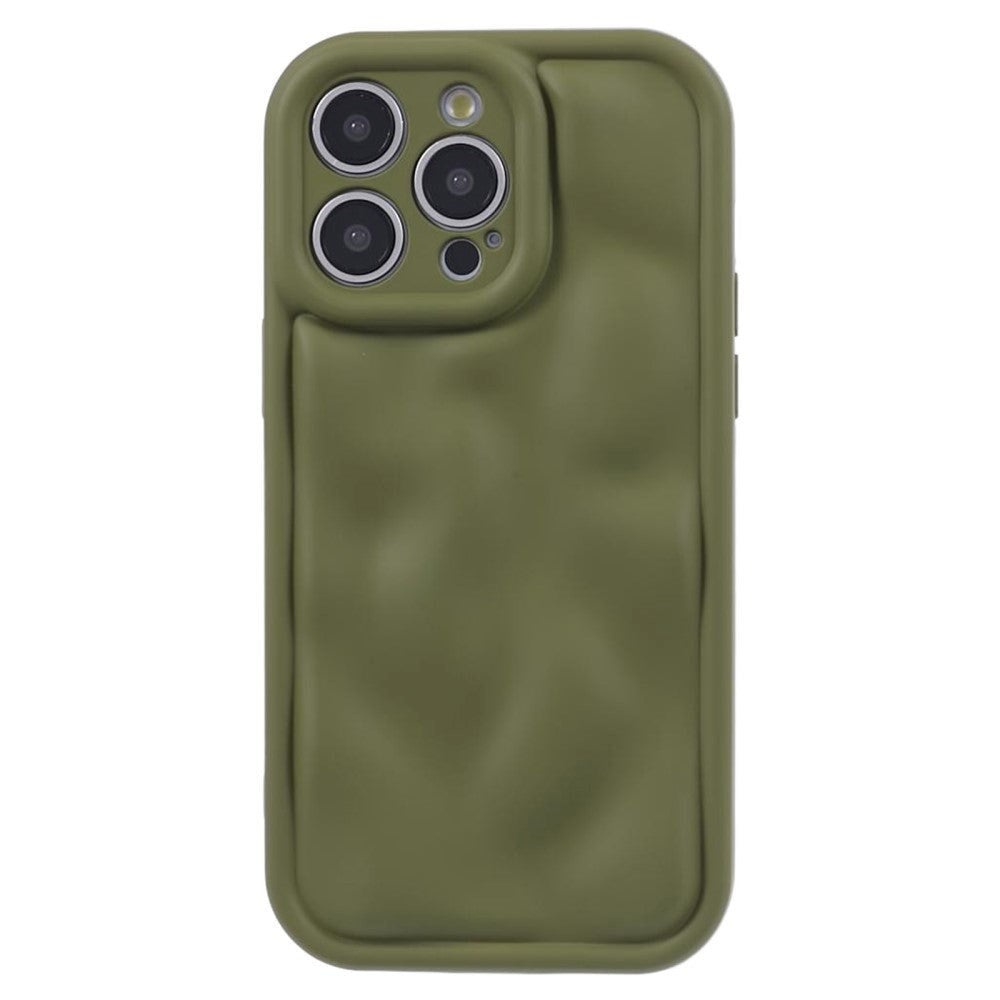 iPhone 15 Pro fleksibelt Plast Deksel med. Bølgedesign - Matt Grønn