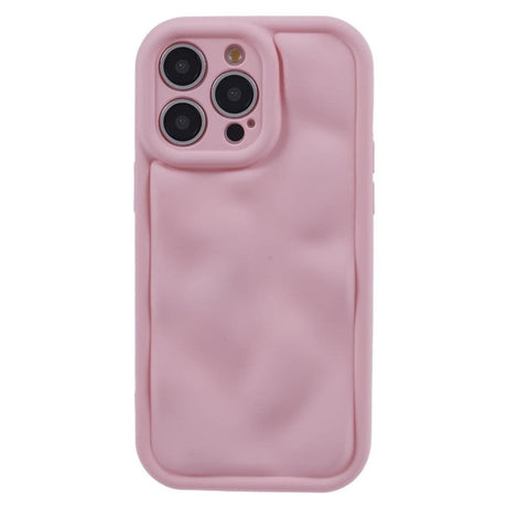 iPhone 15 Pro fleksibelt Plast Deksel med. Bølgedesign - Matt Pink