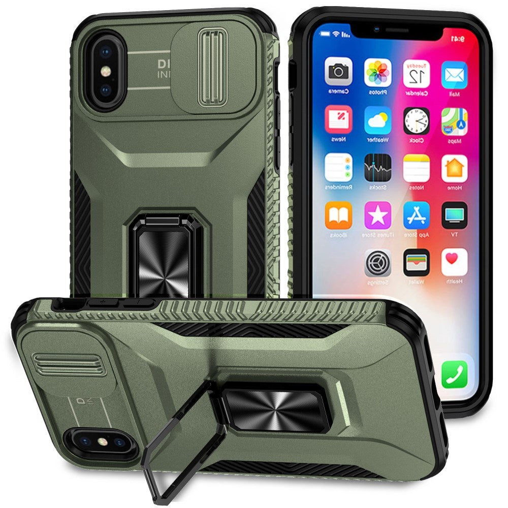 EIDERWOOD iPhone X / XS Bakdeksel med Magnetisk Kickstand Og Cam Slider - Grønn