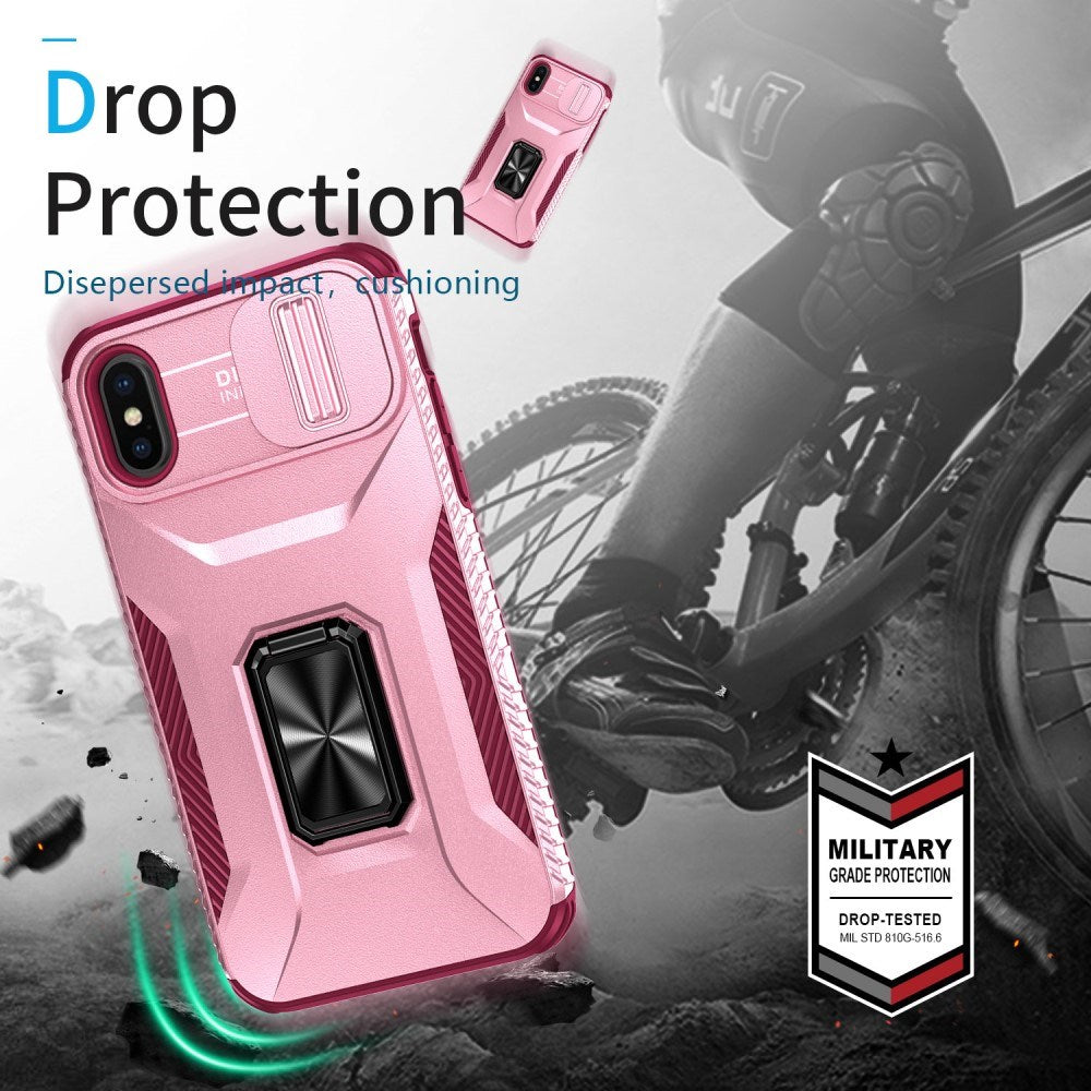 EIDERWOOD iPhone X / XS Bakdeksel med Magnetisk Kickstand Og Cam Slider - Rosa