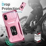 EIDERWOOD iPhone X / XS Bakdeksel med Magnetisk Kickstand Og Cam Slider - Rosa