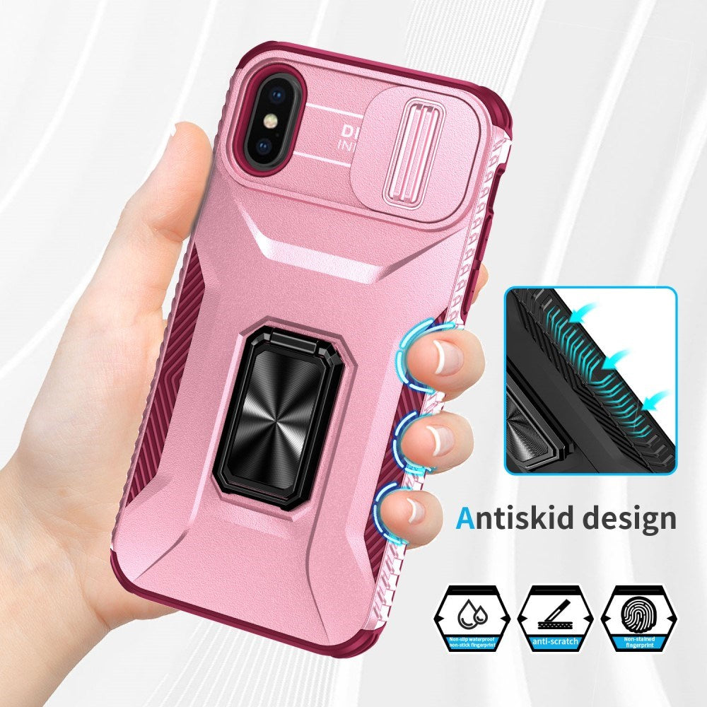 EIDERWOOD iPhone X / XS Bakdeksel med Magnetisk Kickstand Og Cam Slider - Rosa