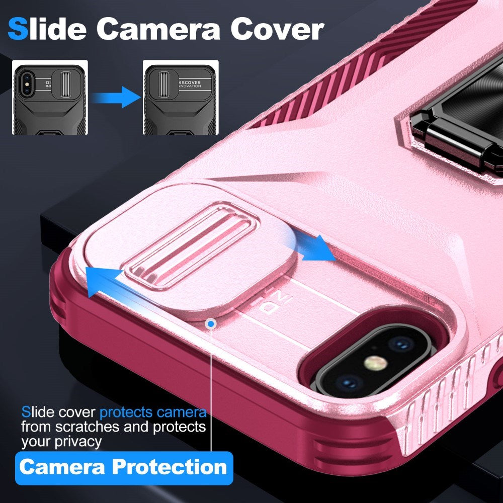 EIDERWOOD iPhone X / XS Bakdeksel med Magnetisk Kickstand Og Cam Slider - Rosa