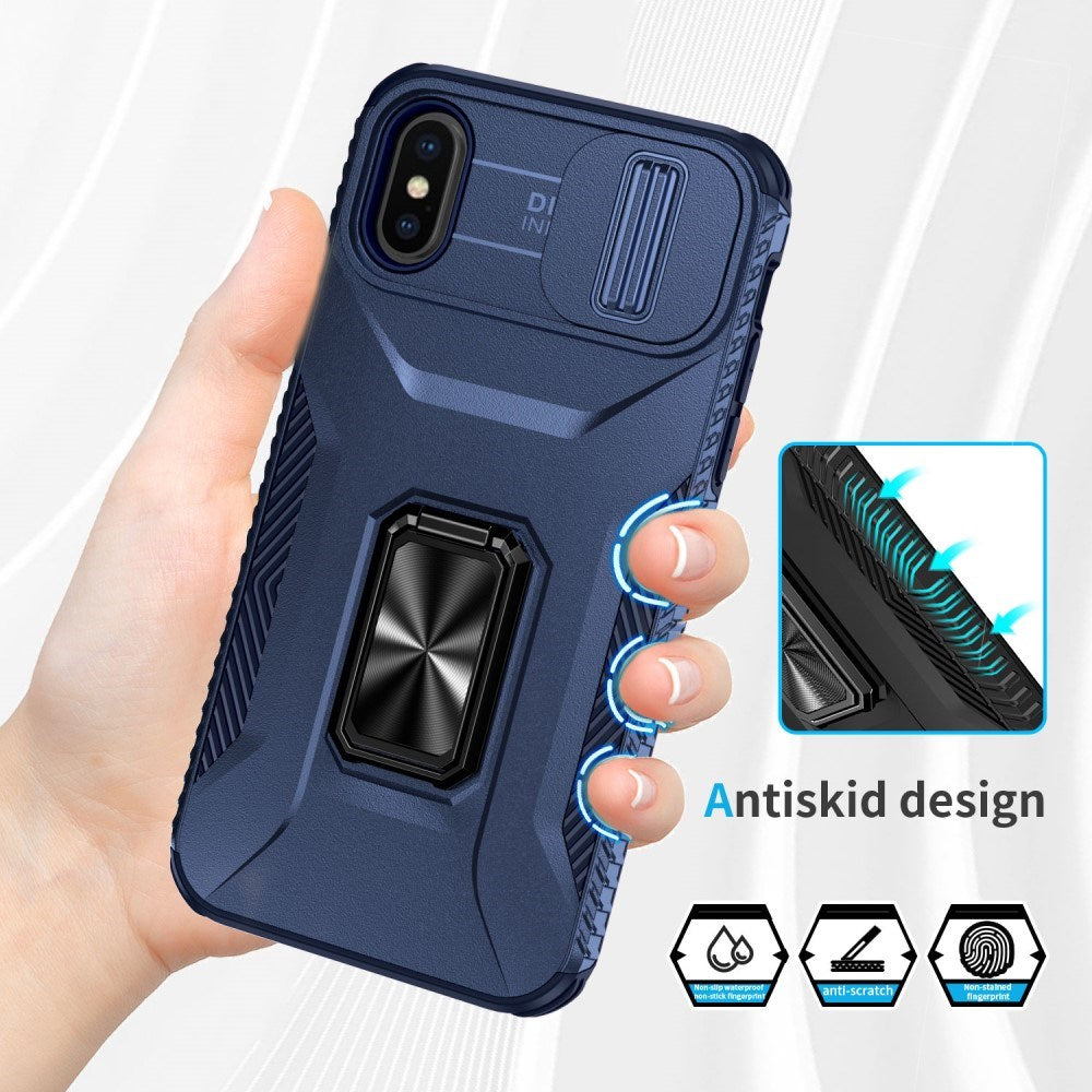 EIDERWOOD iPhone X / XS Bakdeksel med Magnetisk Kickstand Og Cam Slider - Blå