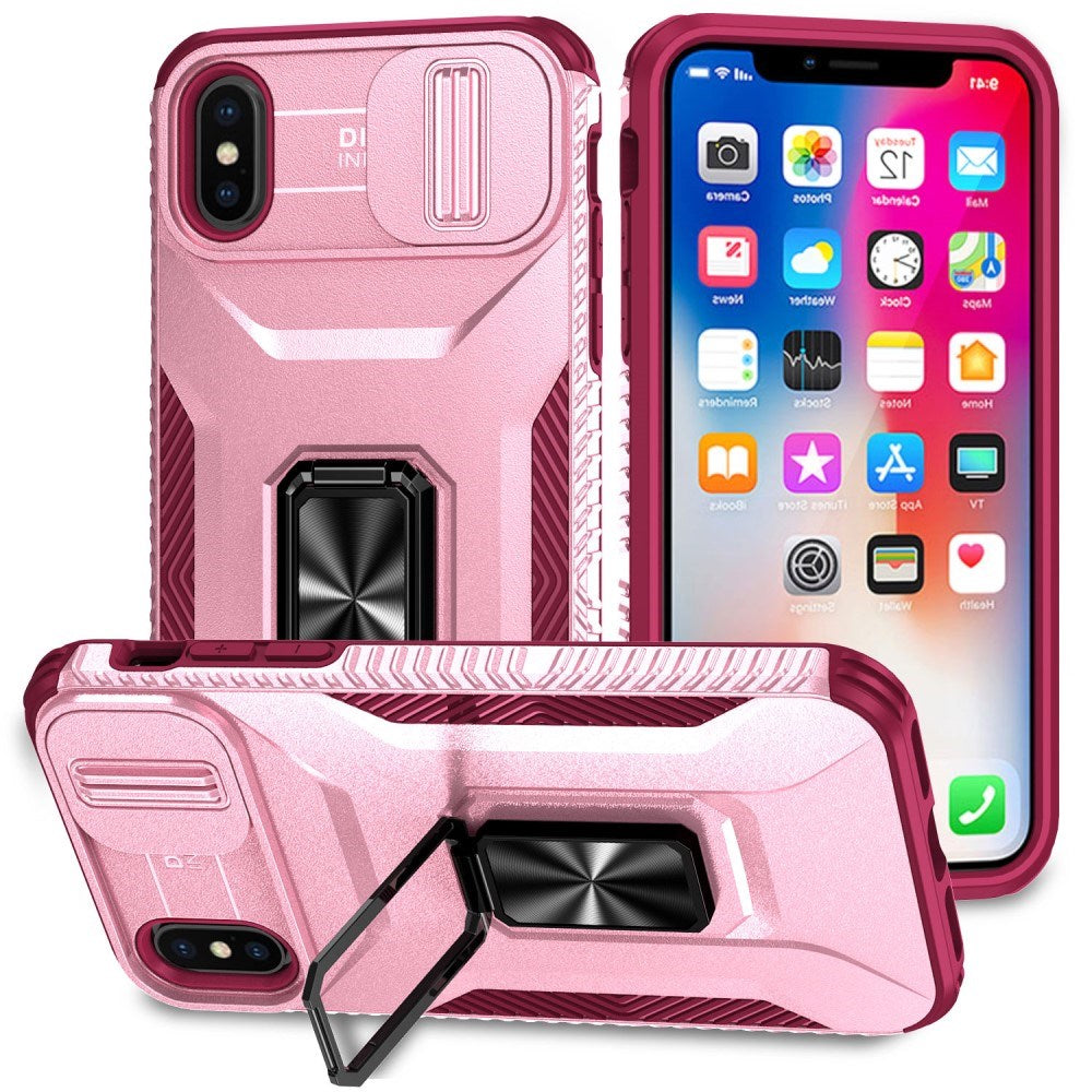 EIDERWOOD iPhone XS Max Bakdeksel med Magnetisk Kickstand Og Cam Slider - Rosa