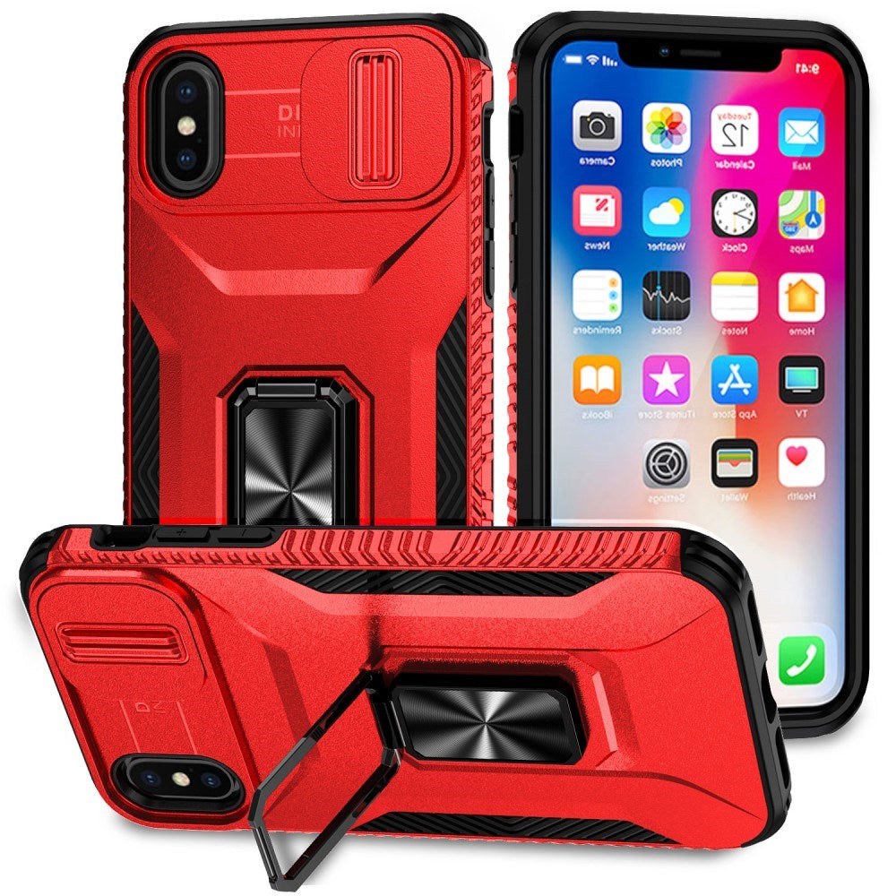 EIDERWOOD iPhone XS Max Bakdeksel med Magnetisk Kickstand Og Cam Slider - Rød