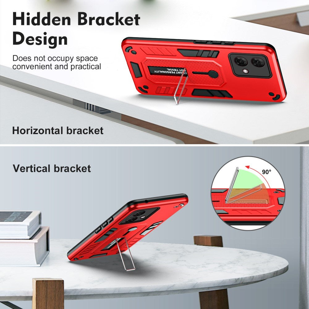 EIDERWOOD Motorola Moto G84 Håndverker Deksel m. Fingerring & Stativ - Rød