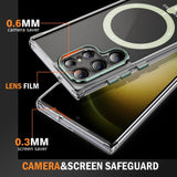 EIDERWOOD Samsung Galaxy S23 Ultra Hybrid Plast Deksel - MagSafe Kompatibel - Gjennomsiktig / Grønn