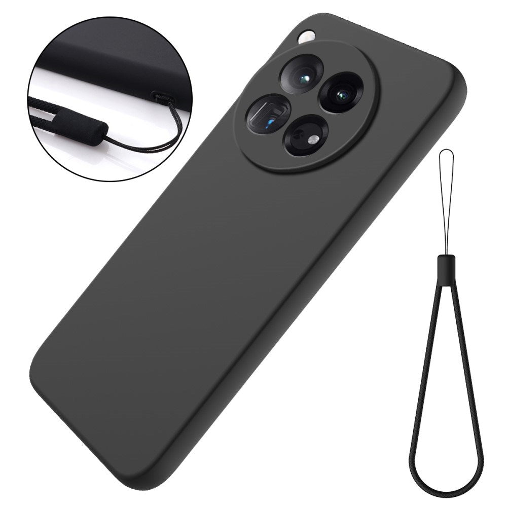 EIDERWOOD OnePlus 12R Liquid Silikon Deksel med Stropp - Svart