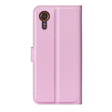 EIDERWOOD Samsung Galaxy Xcover 7 PU Litchi Skin Flip Deksel med Lommebok - Rosa