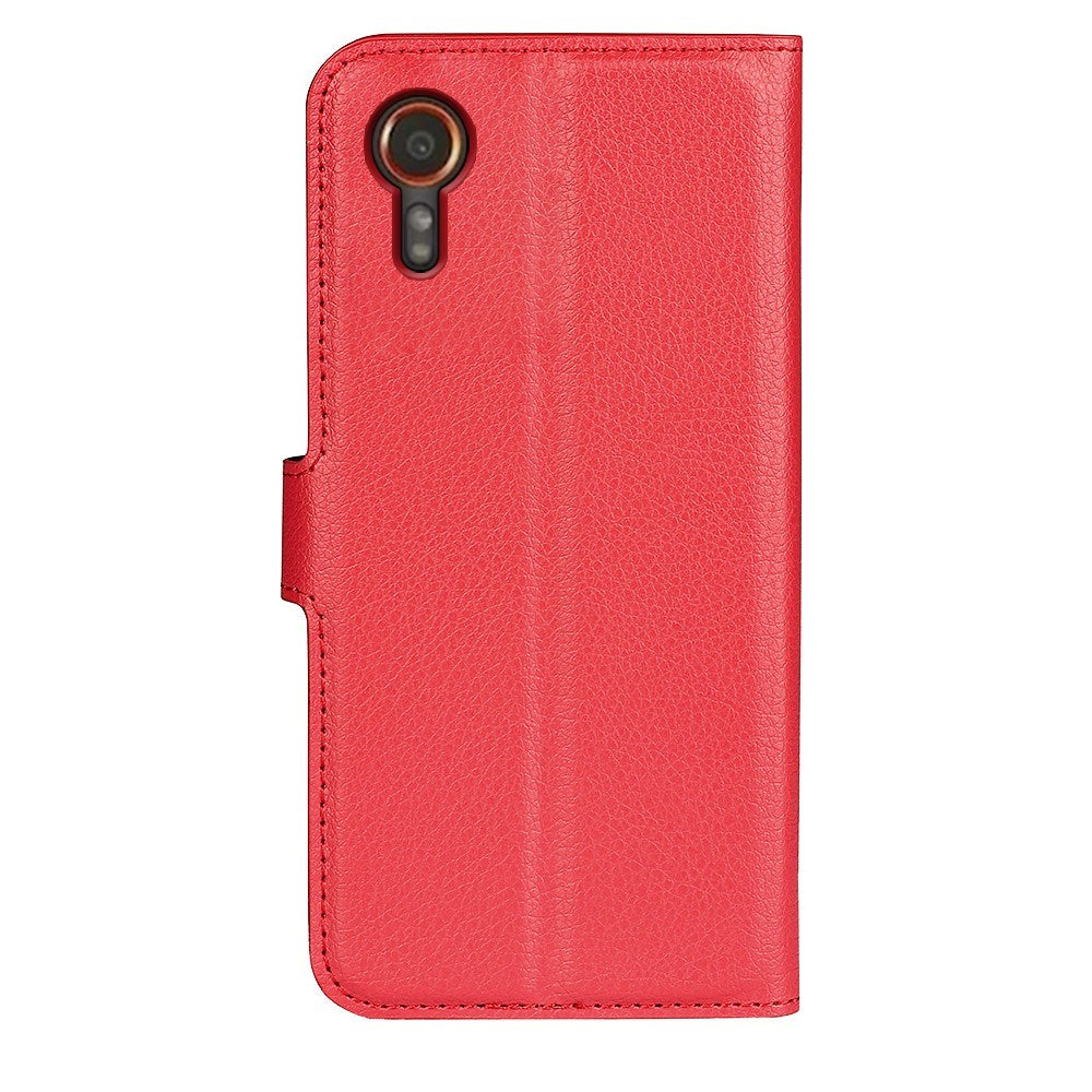 EIDERWOOD Samsung Galaxy Xcover 7 PU Litchi Skin Flip Deksel med Lommebok - Rød