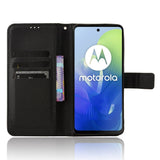 EIDERWOOD Motorola Moto G04 / G24 / G24 Power Leather Flip-Deksel med Stropp og Tekstur - Svart