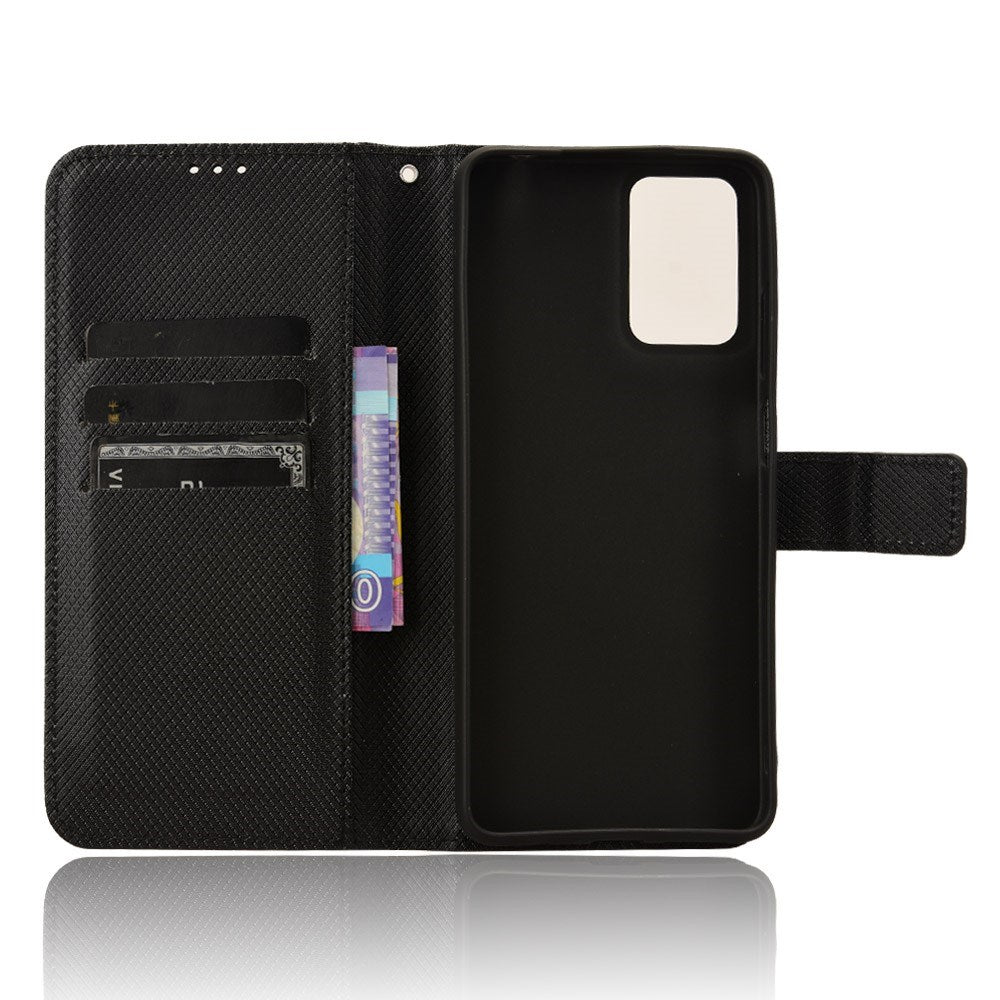 EIDERWOOD Motorola Moto G04 / G24 / G24 Power Leather Flip-Deksel med Stropp og Tekstur - Svart