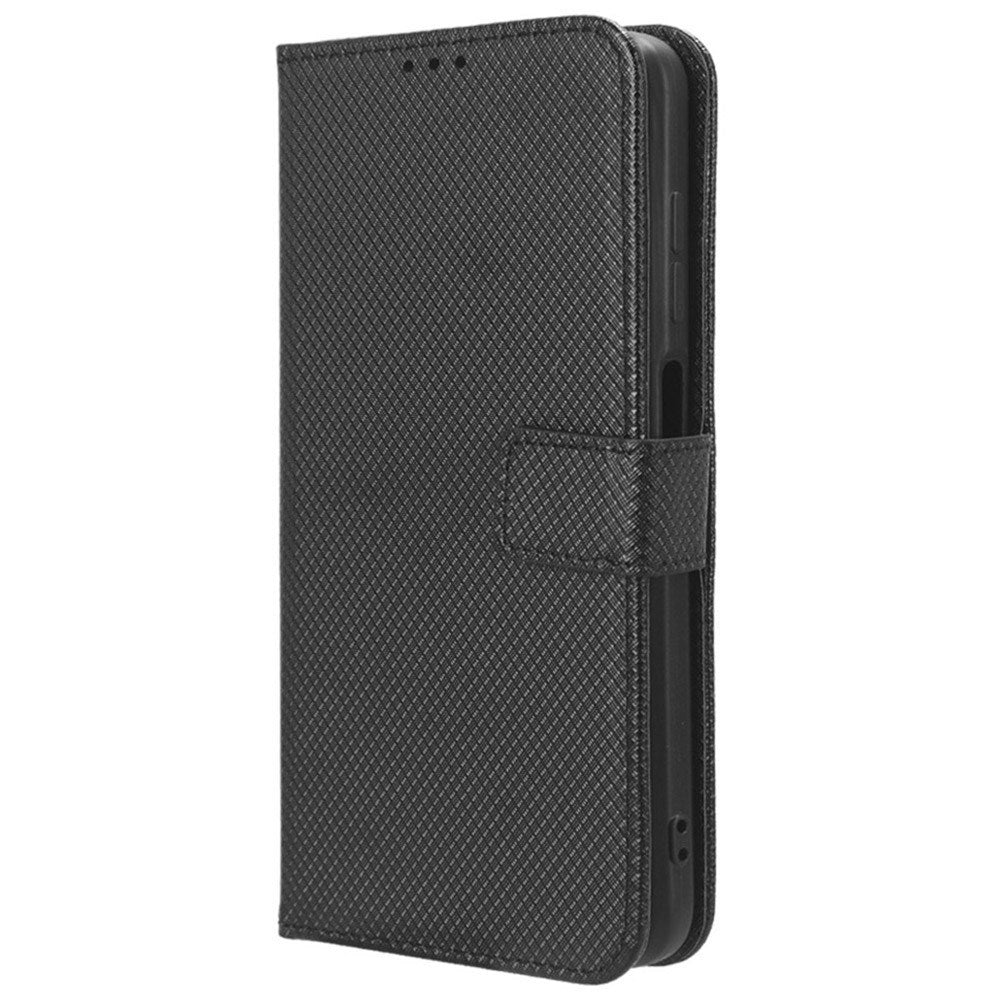 EIDERWOOD Motorola Moto G04 / G24 / G24 Power Leather Flip-Deksel med Stropp og Tekstur - Svart