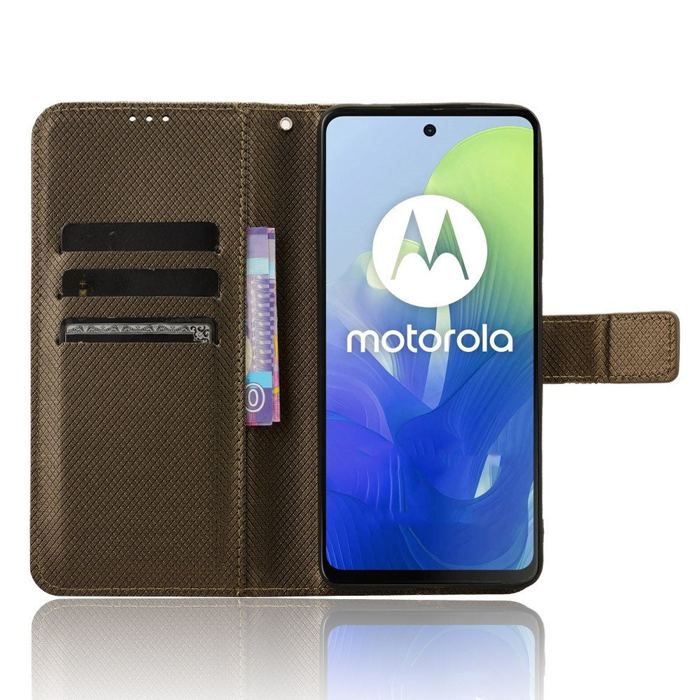 EIDERWOOD Motorola Moto G04 / G24 / G24 Power Leather Flip-Deksel med Stropp og Tekstur - Brun