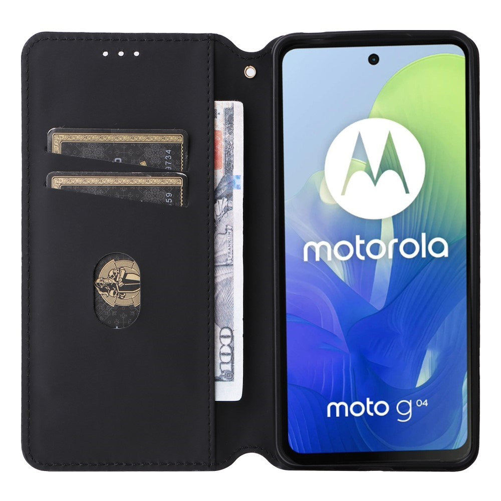 EIDERWOOD Motorola Moto G04 / G24 / G24 Power PU Skinn Flip Deksel med Lommebok - Rombe - Svart