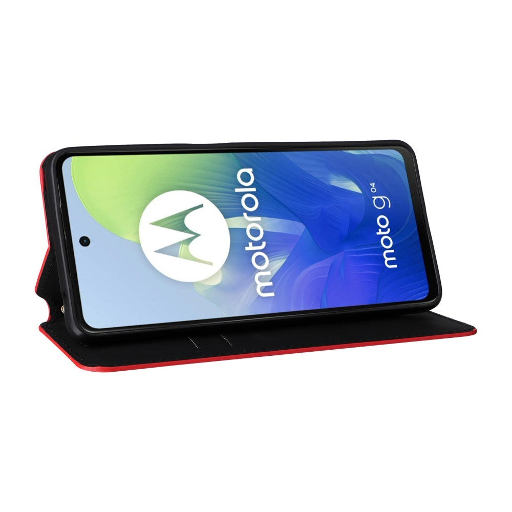 EIDERWOOD Motorola Moto G04 / G24 / G24 Power PU Skinn Flip Deksel med Lommebok - Rombe - Rød