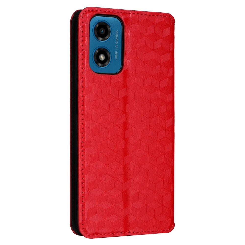 EIDERWOOD Motorola Moto G04 / G24 / G24 Power PU Skinn Flip Deksel med Lommebok - Rombe - Rød