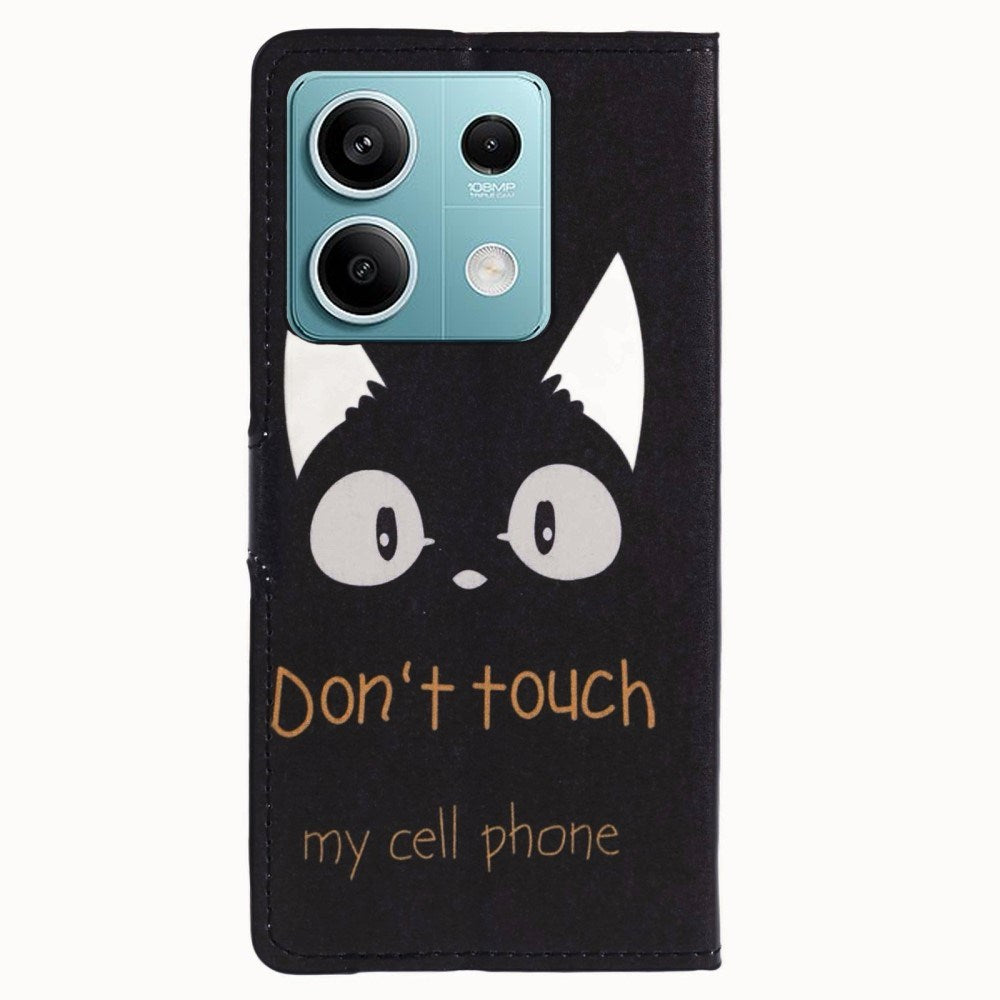 EIDERWOOD Xiaomi Redmi Note 13 (5G) Kunstskinn Flip Deksel m. Lommebok & Stativfunksjon - "Don't Touch My Cell Phone"