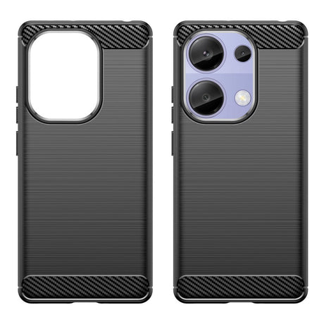 Xiaomi Redmi Note 13 Pro (4G) / Poco M6 Pro Brushed Carbon Fiber Fleksibelt Plast Deksel - Svart